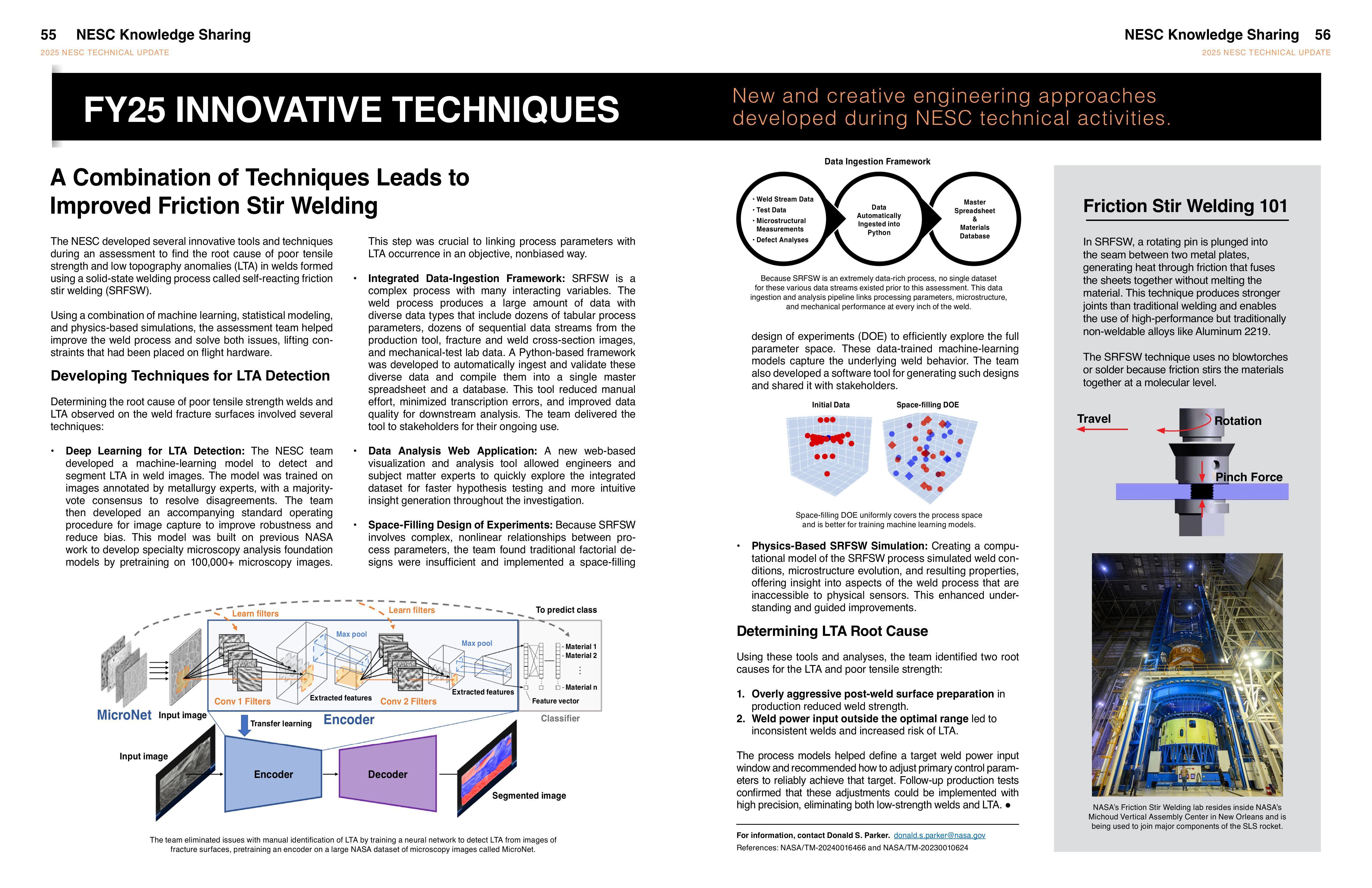 【NASA采用多技术融合方法攻克自反式搅拌摩擦焊接缺陷难题】美国国家航空航天局（
