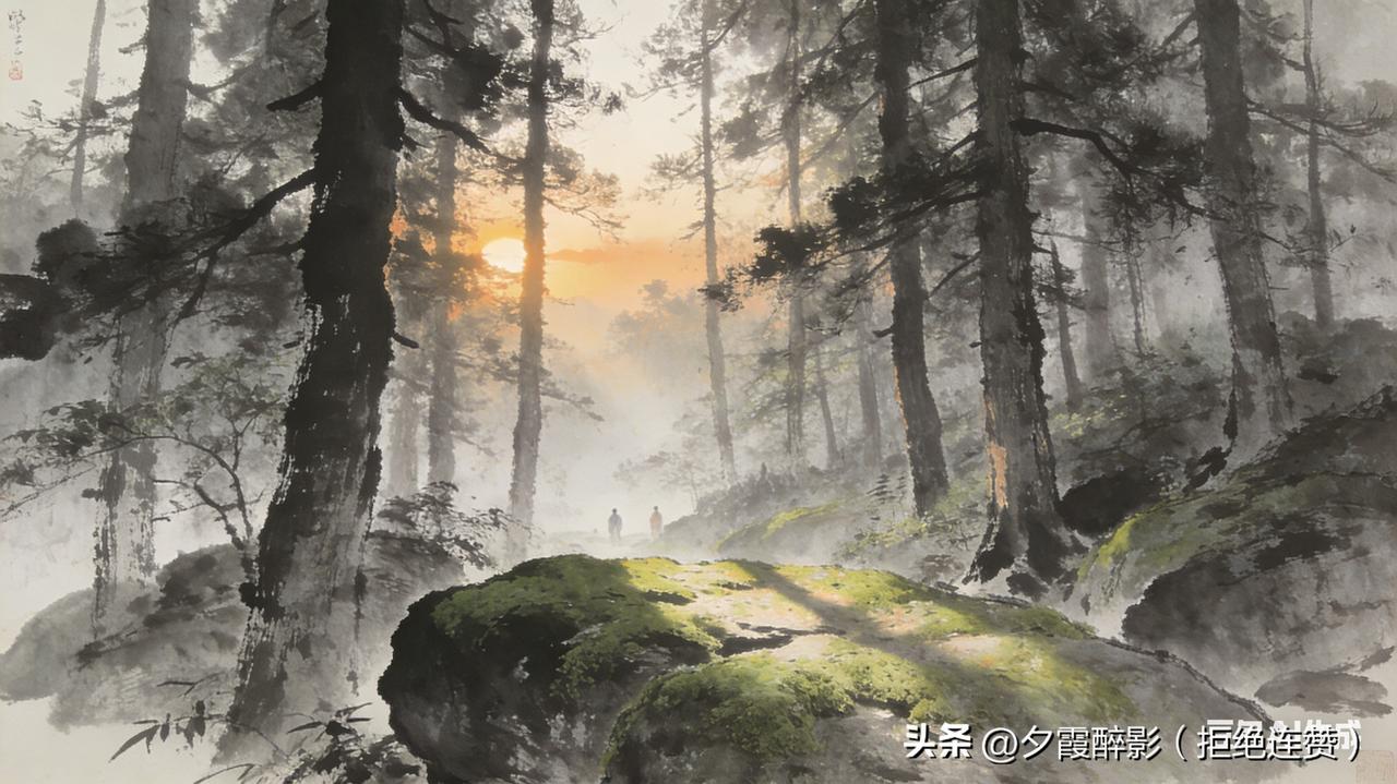 空山不见人，
但闻人语响。
返景入深林，
复照青苔上。

世间喧嚣皆远去，唯有自