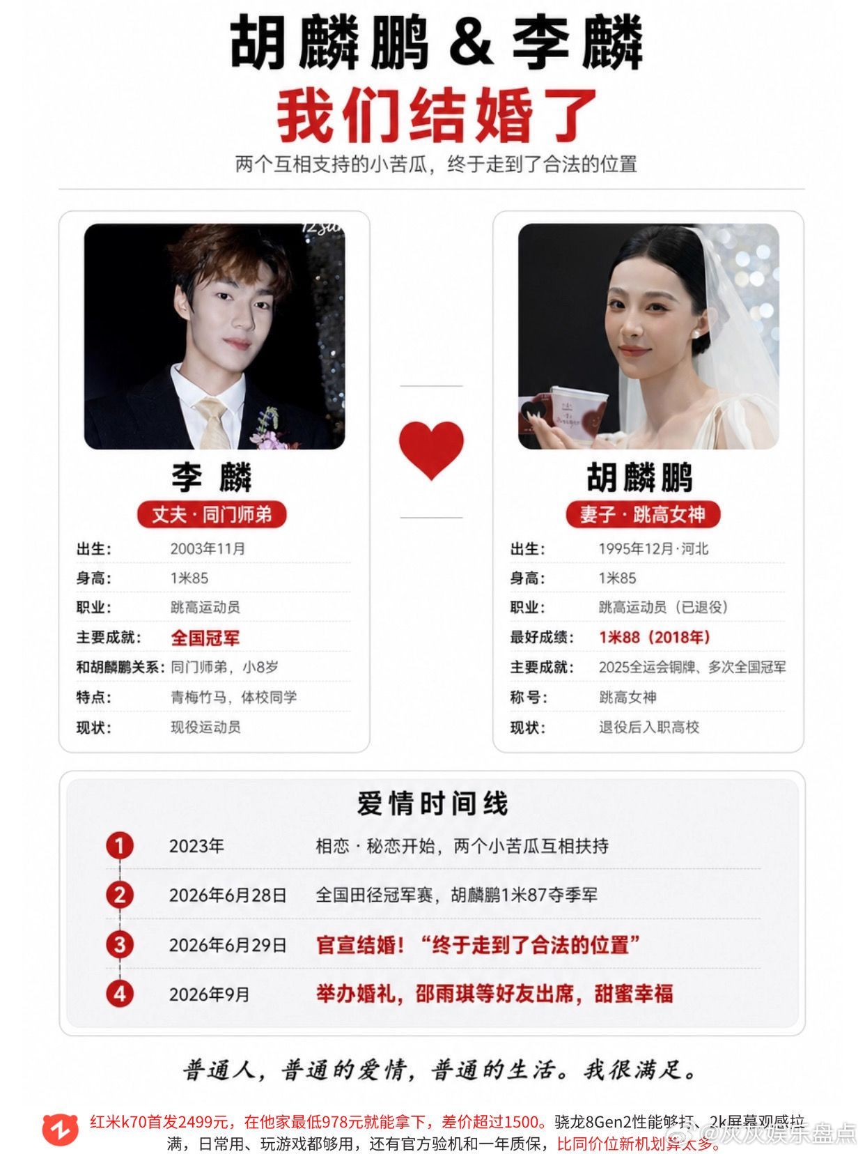 跳高女神胡麟鹏终于找到自己的幸福！胡麟鹏 跳高女神  姐弟恋 运动员 新婚快乐 