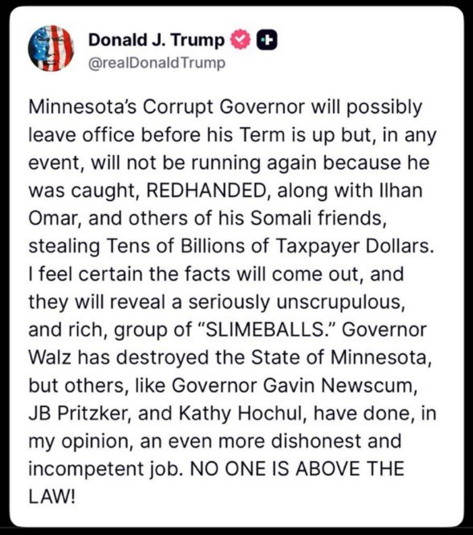 唐纳德．J．特朗普明尼苏达州腐败的州长可能会在任期结束前离职，但无论如何，他不会