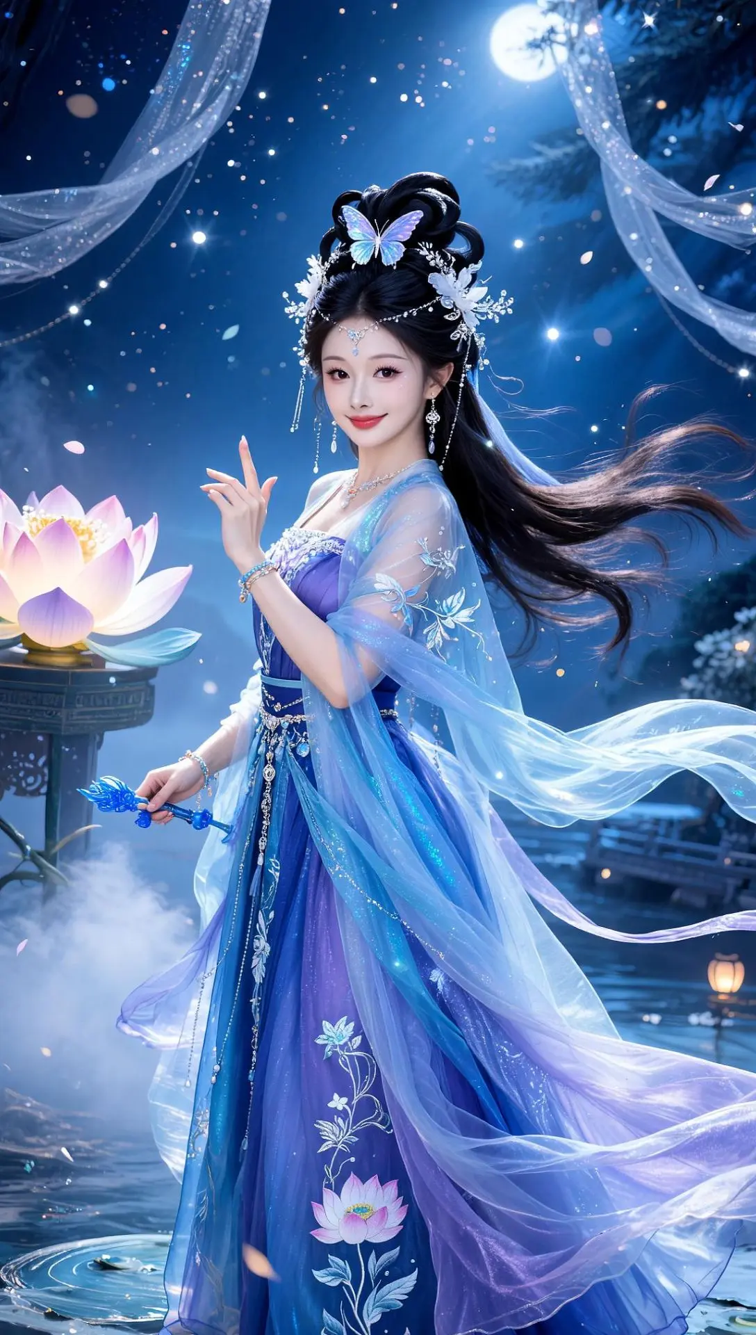 AI古风梦幻写真照 ai创作 神话美学 月夜仙子
