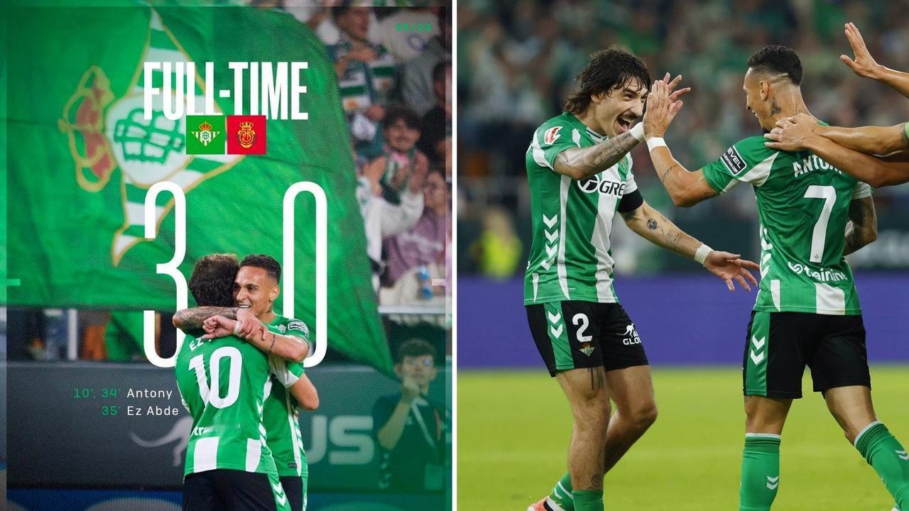 西甲：皇家贝蒂斯主场3-0完胜马洛卡，圆神再发威。
安东尼两轰世界波+助攻，近3