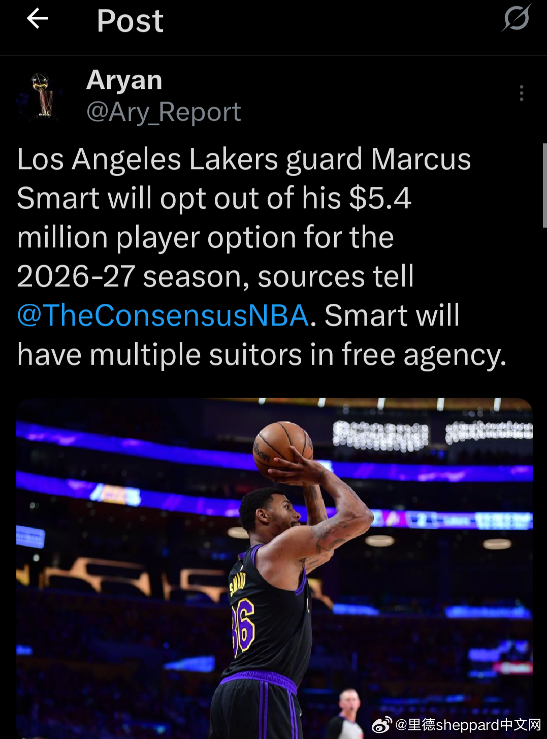 斯马特跳出合同成为自由球员NBA