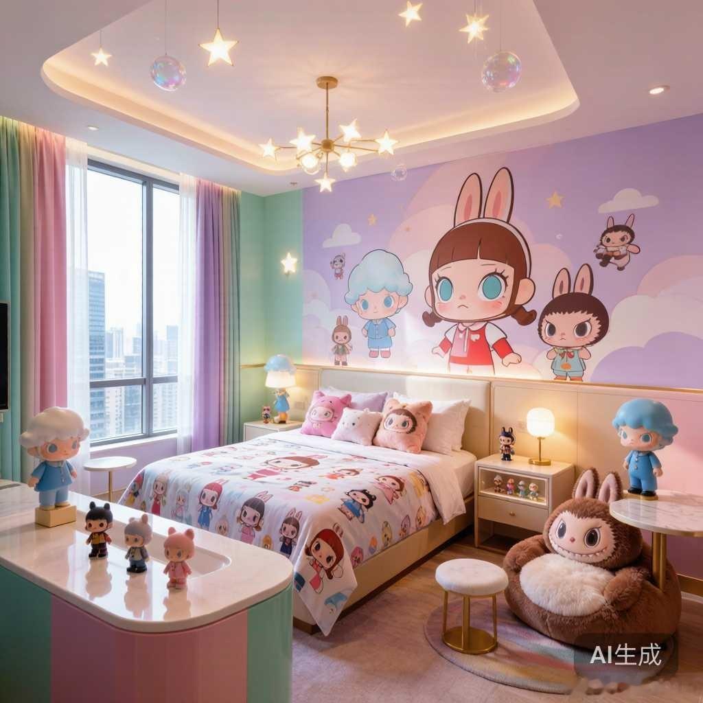 AI生成的泡泡玛特主题酒店很不错