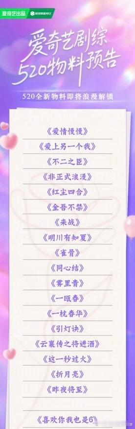 🥝520将有物料的剧，想看哪部？钟楚曦、陈伟霆《爱情慢慢》吴宣仪、翟潇闻《爱上