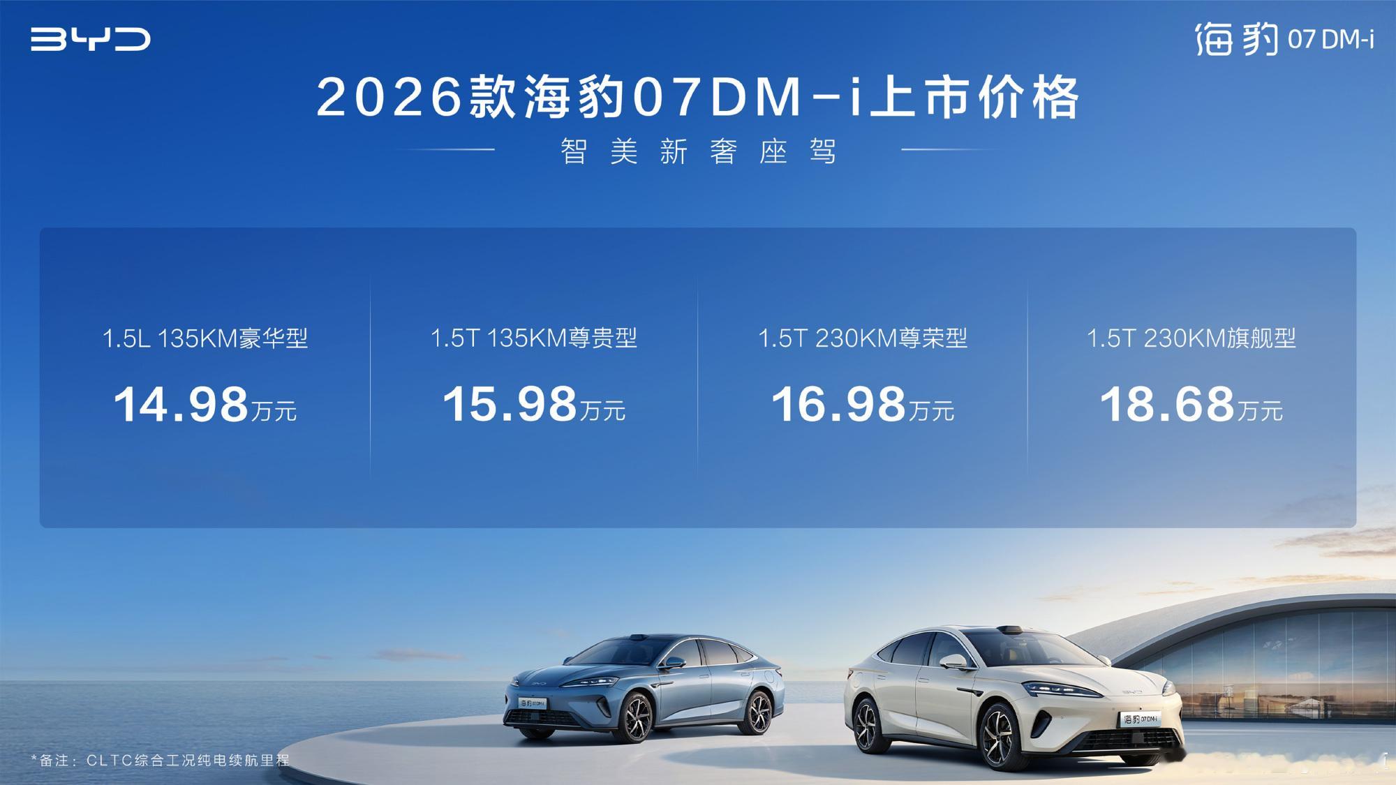 14.98万元-18.68万元！2026款海豹07DM-i上市 ​​​