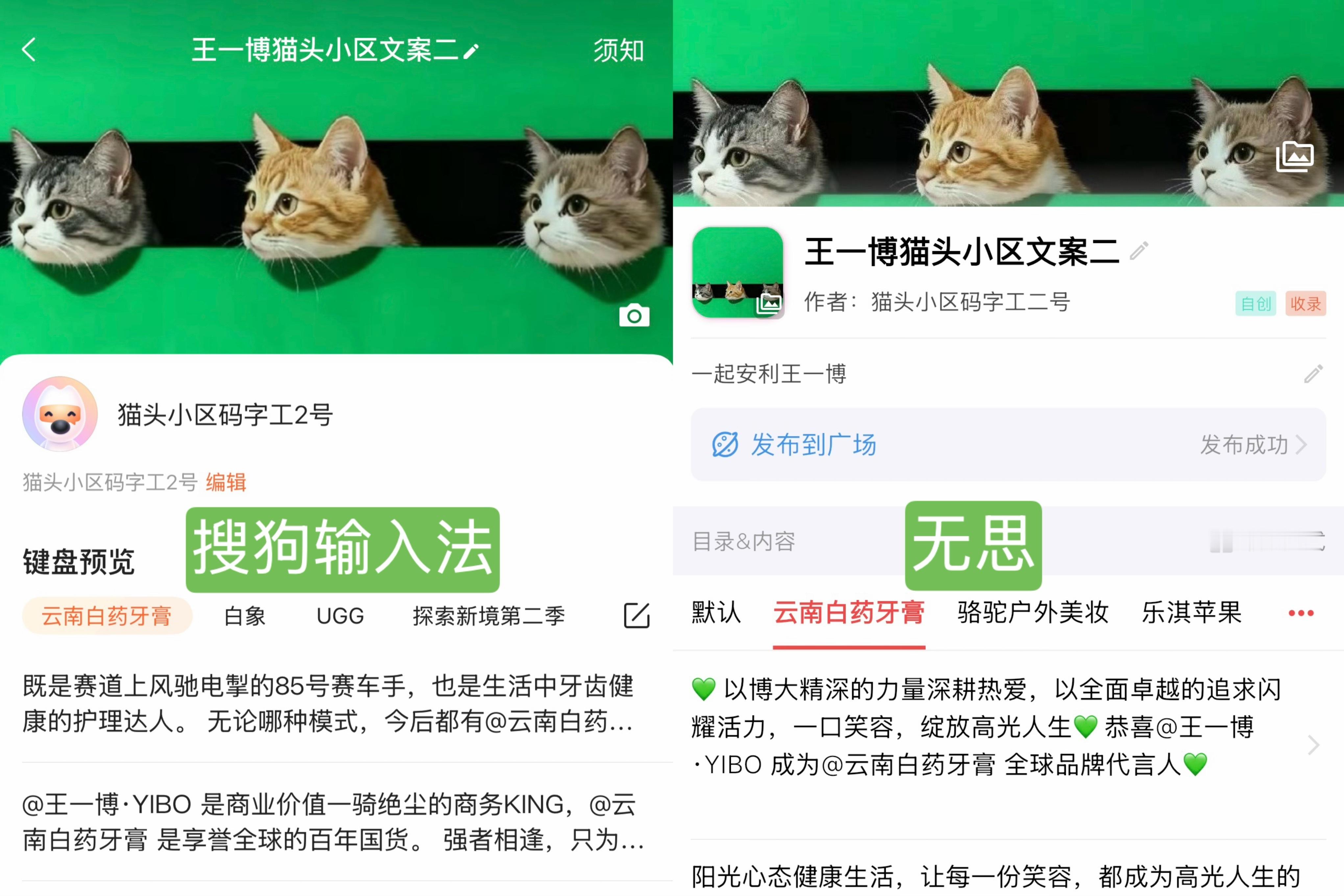 【代言文案已经更新键盘，明天官宣可用，请大家查收】安装无思键盘/搜狗输入法都可使
