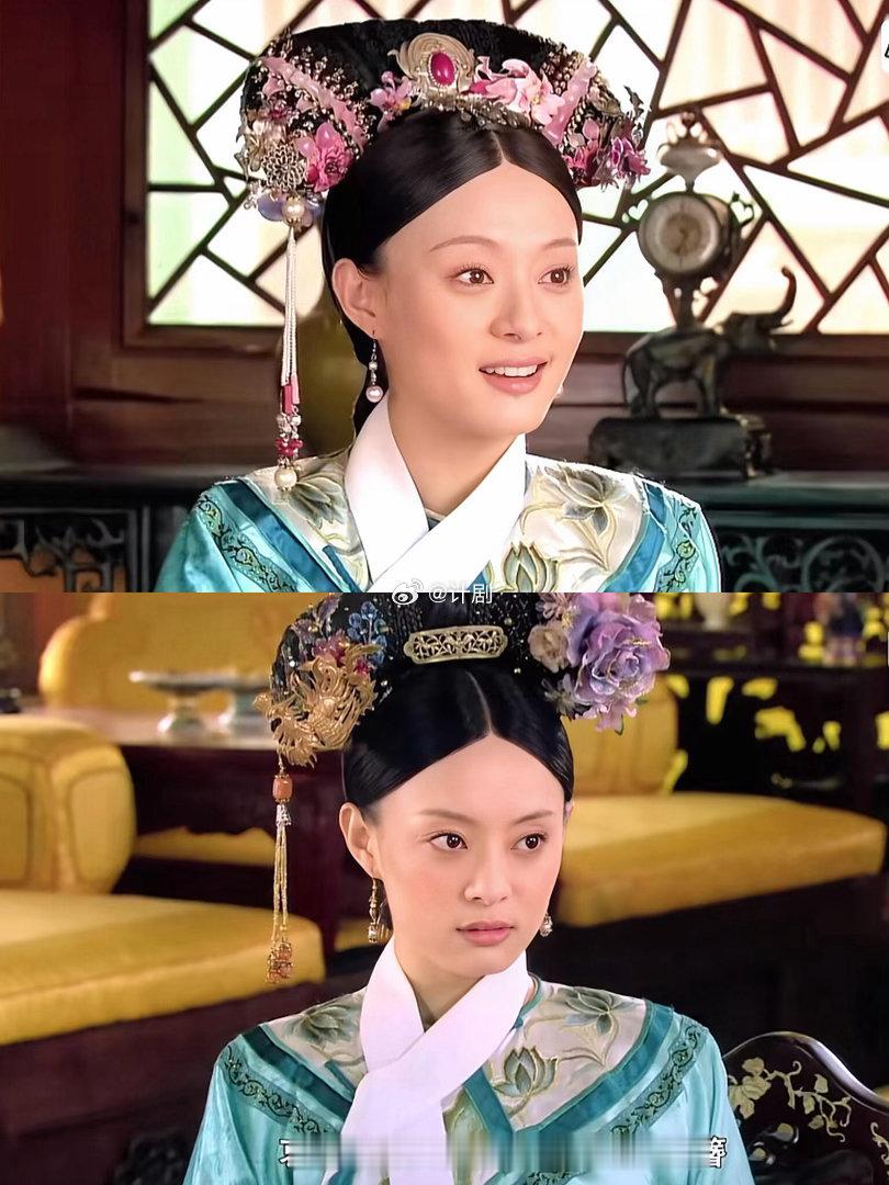 甄嬛传AB组妆容差异 A组的妆像是加了柔光滤镜，B组像是锐化拉满。不同组的审美取