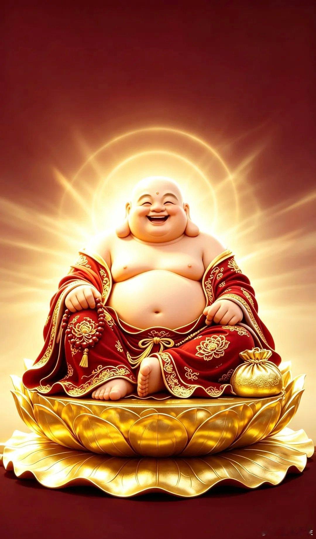 笑口常开赐福送财弥勒佛祖壁纸～ 接财喽！ 