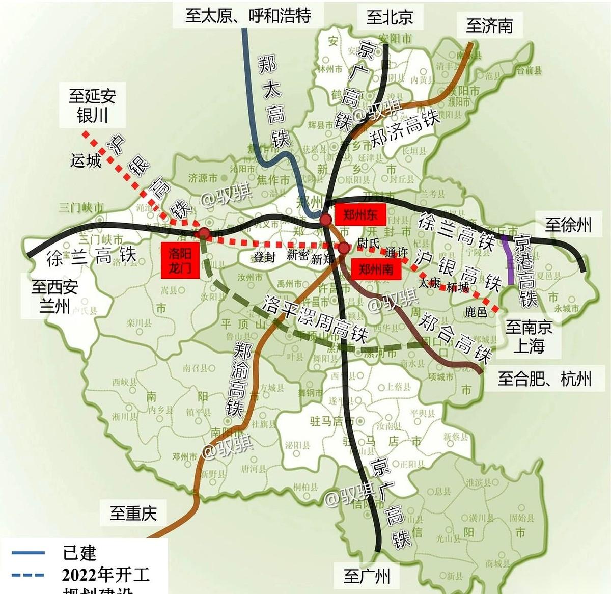 本来已经是“米”字型高铁枢纽，够强了吧？但郑州不满足，非要再画一笔，搞一条通往银