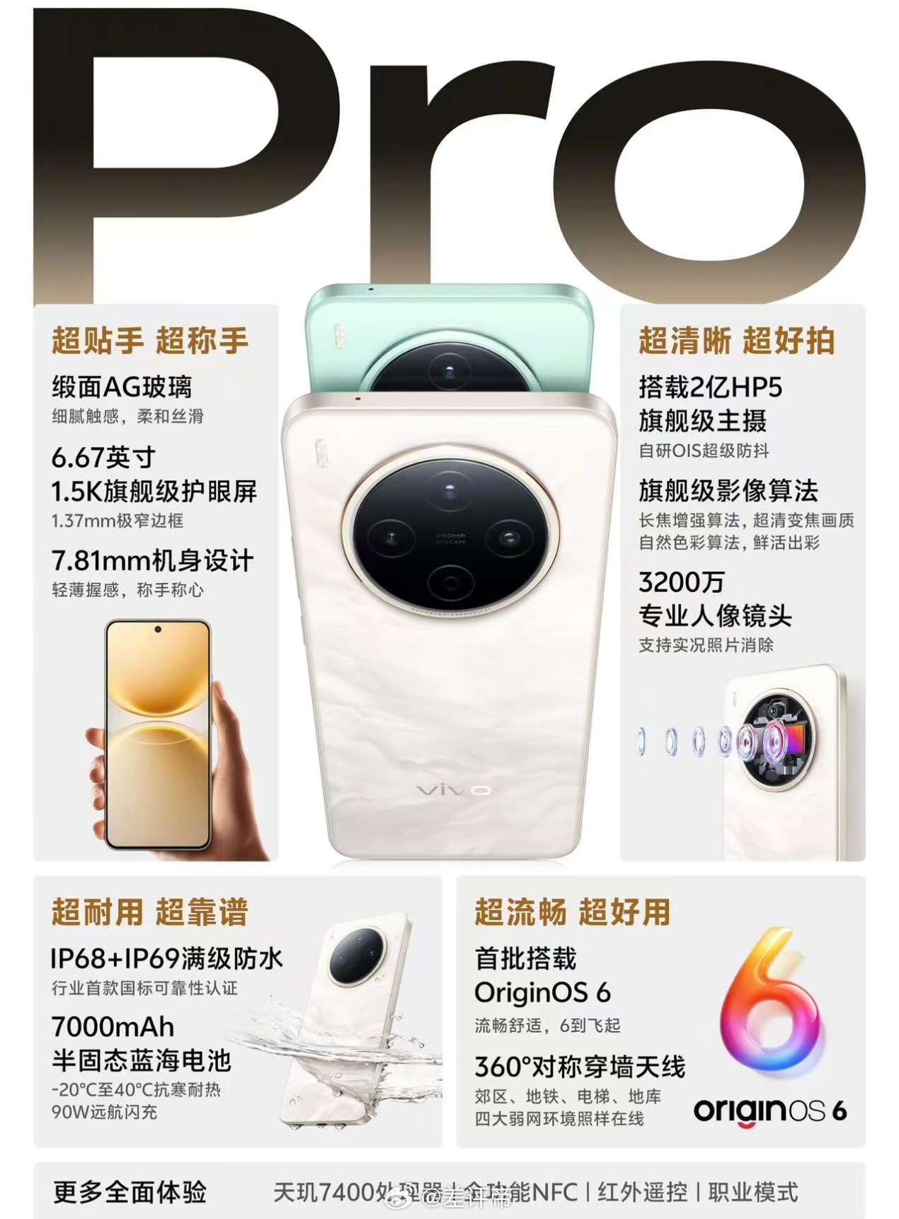 汇总一下vivo Y500 Pro的亮点缎面AG玻璃（X300Pro同级）6.6