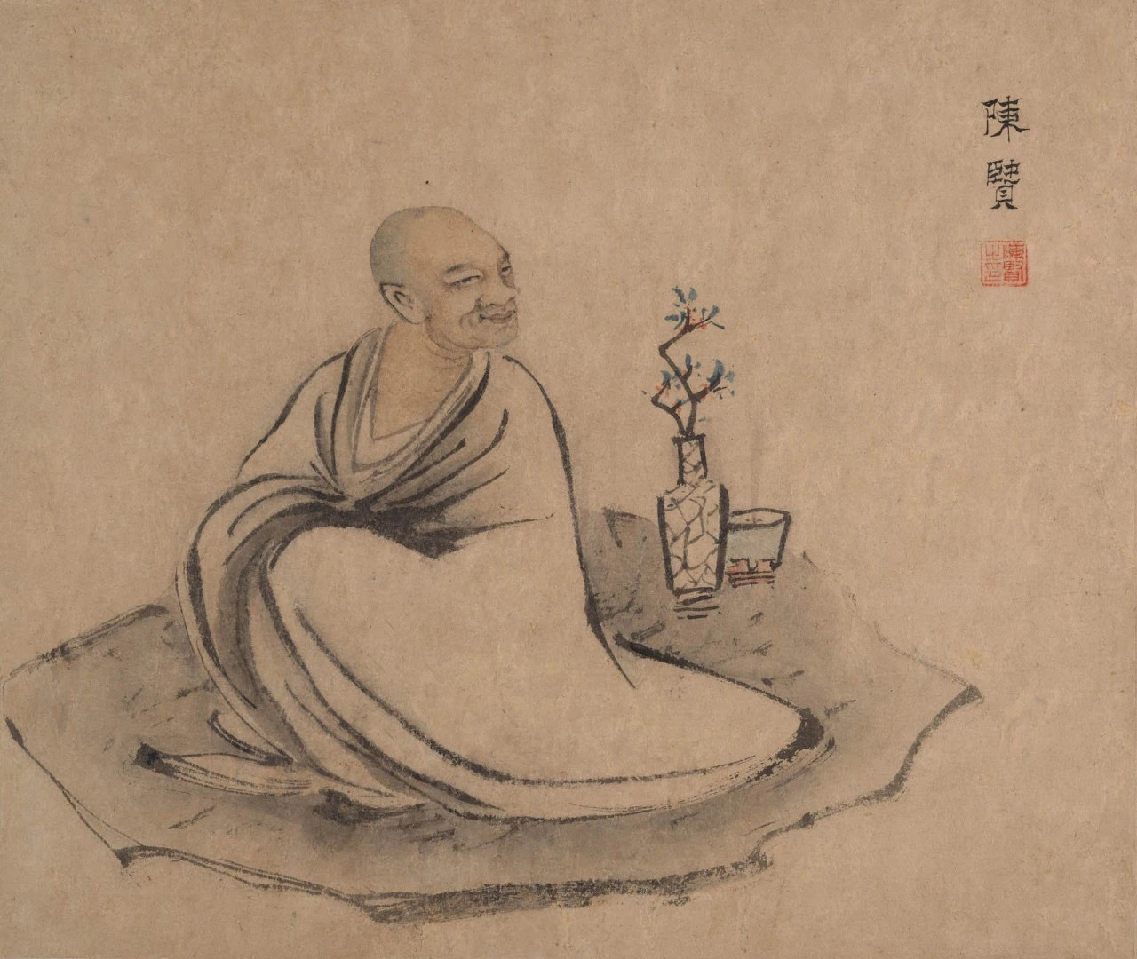 明末·陈贤《十六罗汉画册》这套《十六罗汉画册》是明末画家陈贤绘于1634年秋，共