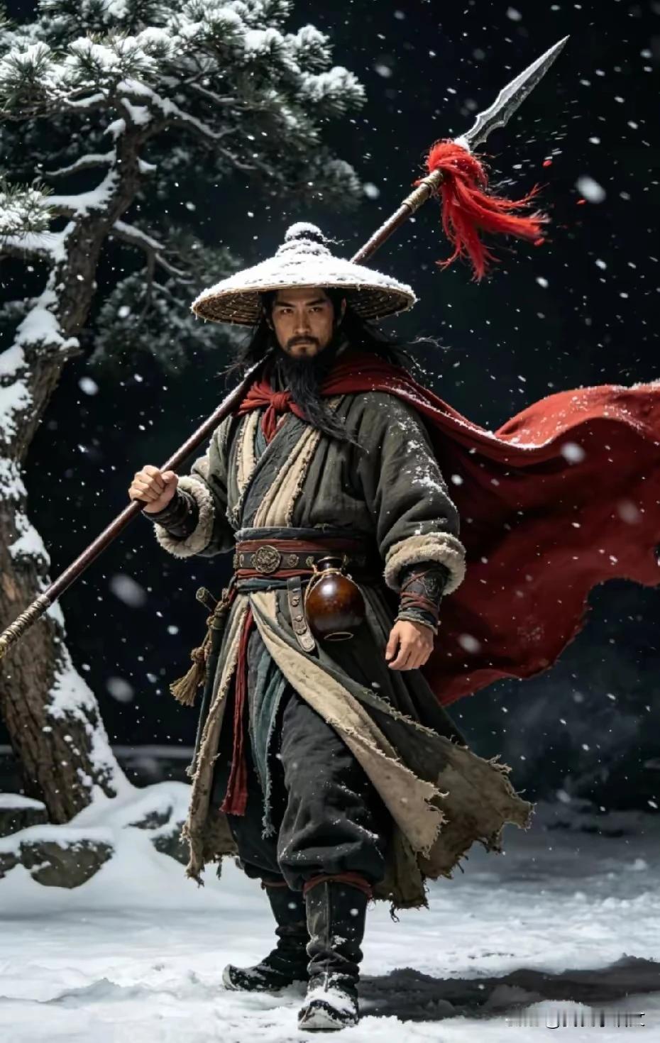 上联：林冲雪夜上梁山，
下联：武松打虎景阳冈。