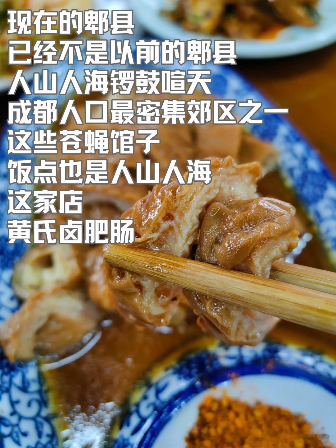成都美食推荐·黄氏卤肥肠现在的郫县，已经不是以前的郫县，人山人海锣鼓喧天，成都人