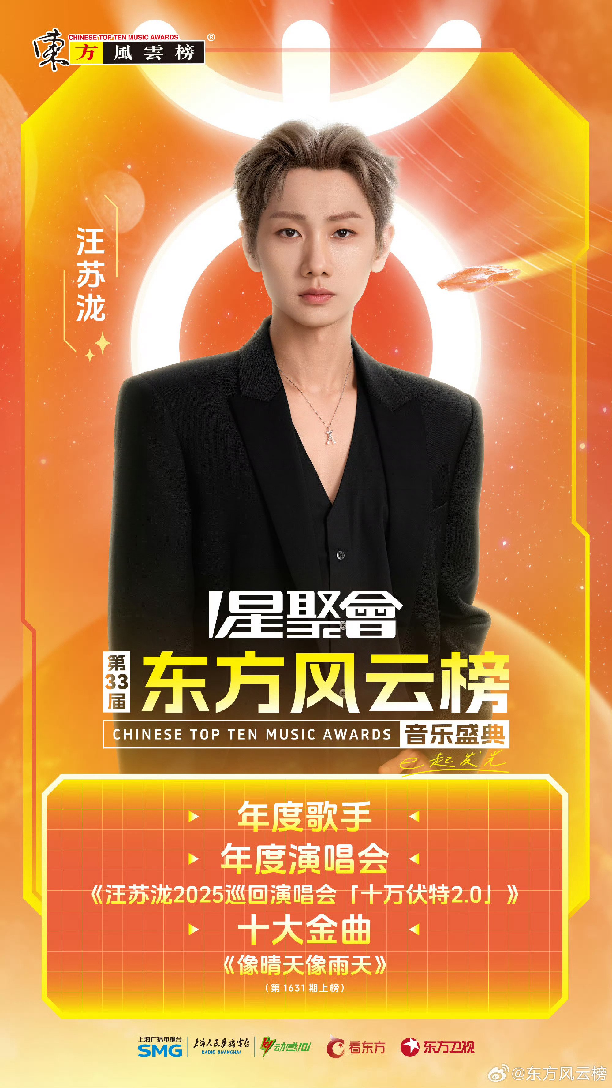 汪苏泷年度歌手“得奖的是谁？”“汪！苏！泷！”从“十万伏特”到“明日世界”，没有