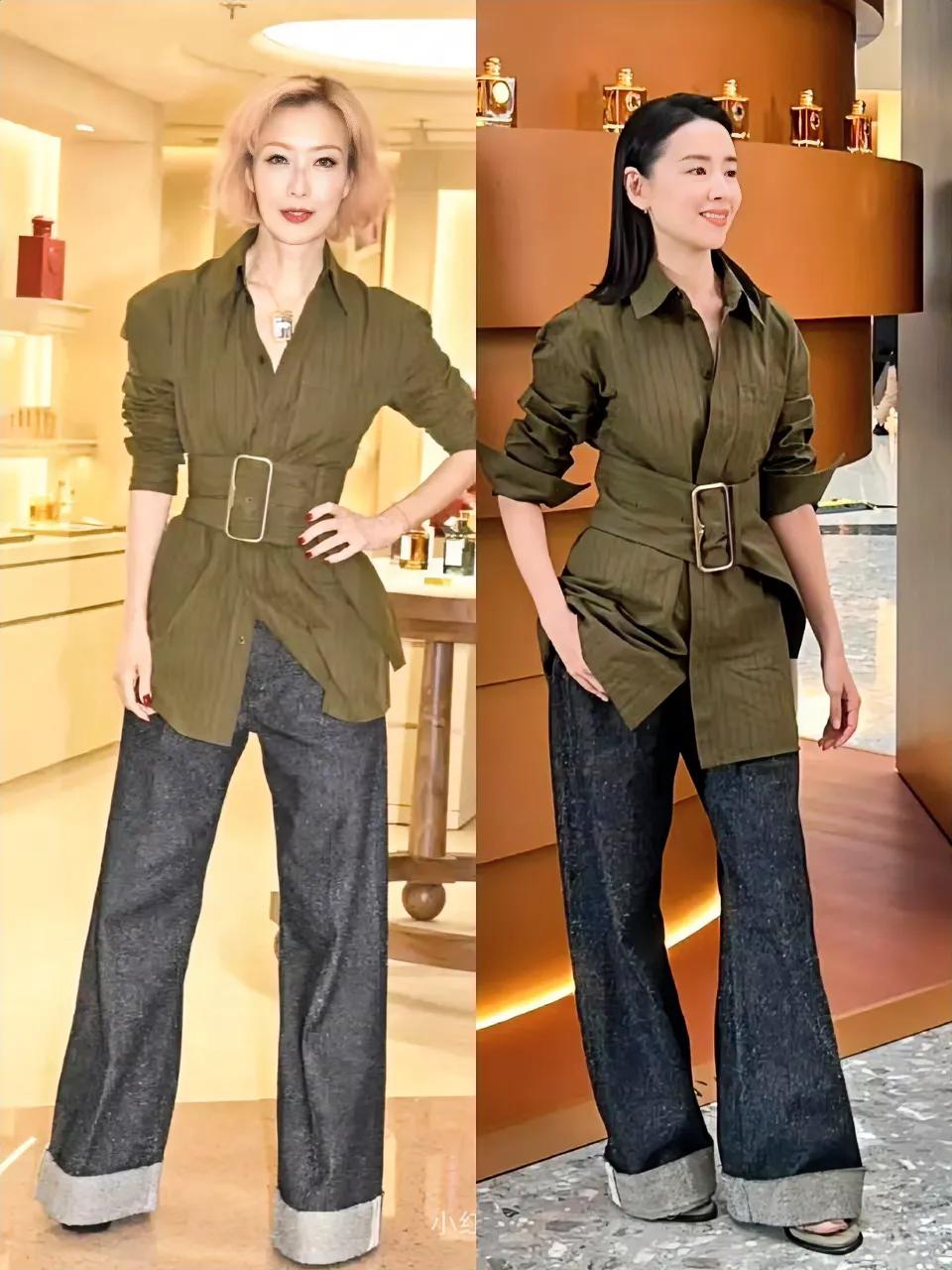 网友眼中的郑秀文：渣女站姿
网友眼中的董洁：少女站姿