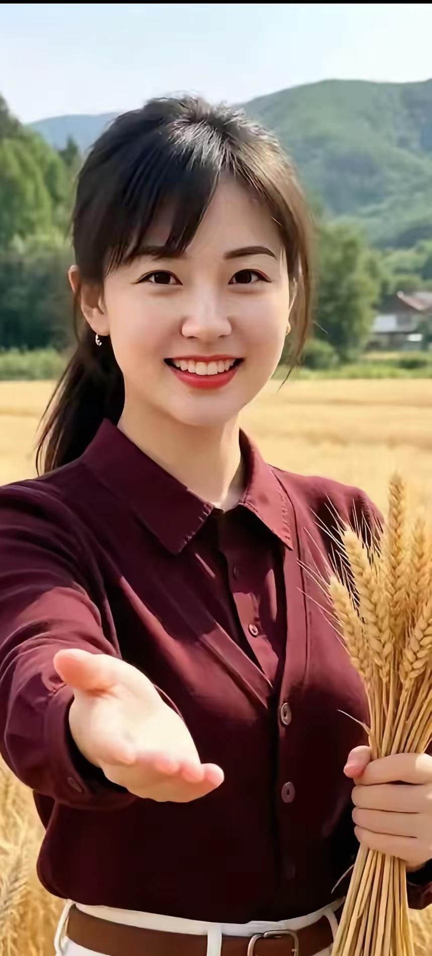 笑得真甜，来束麦子送给你。