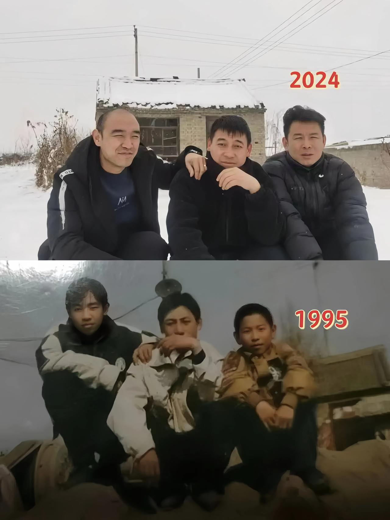 三个好兄弟跨越29年的合影留念。
从青涩的少年，再到中年大叔，他们感情依旧如初。