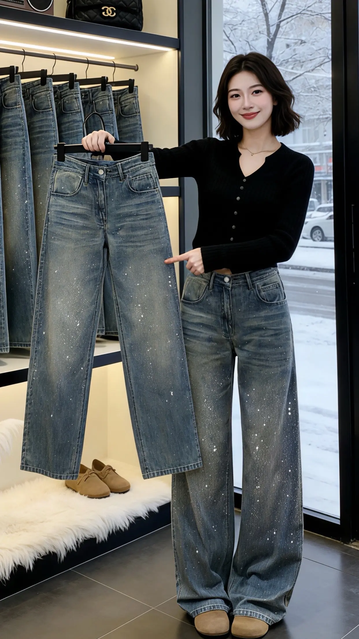 百搭裤子加绒牛仔裤 小个子梨形身材穿搭秋冬穿搭测评秋冬穿搭显贵公式