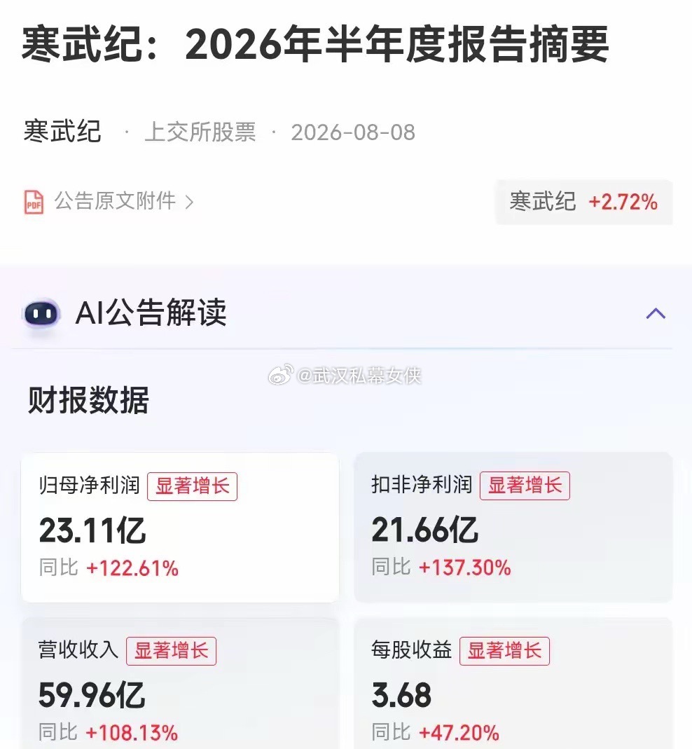 寒武纪的业绩出来了，你们觉得如何？ 