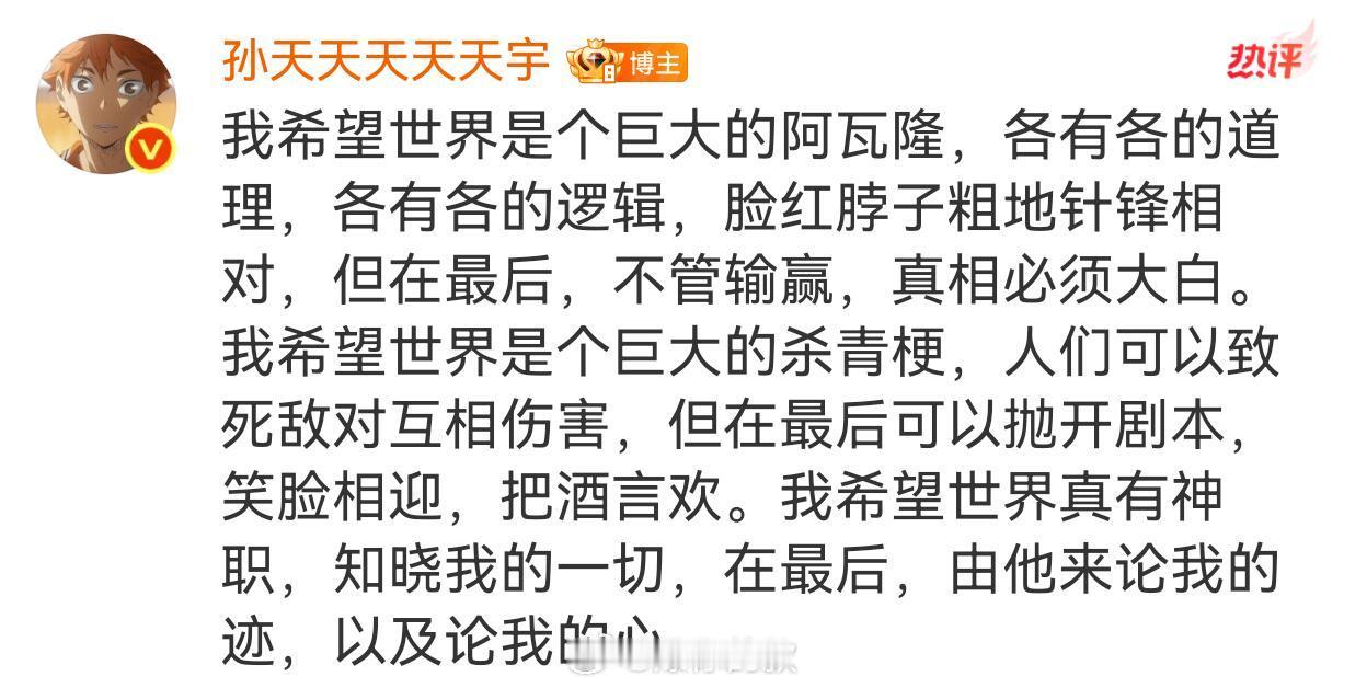 我真的是从这段话开始喜欢上孙天宇的 