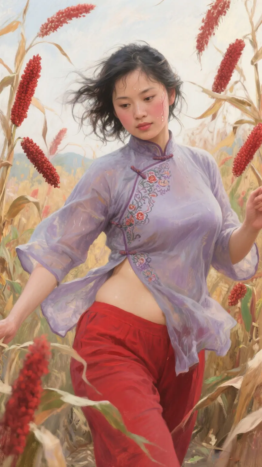 画一个故事 国风元素  人与自然