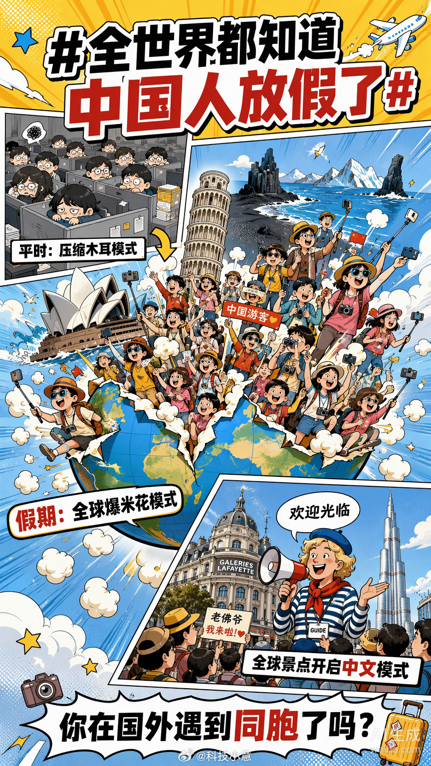 平时大家在写字楼里缩得像压缩木耳，一到假期，瞬间在全球各地泡发成了爆米花。从澳洲