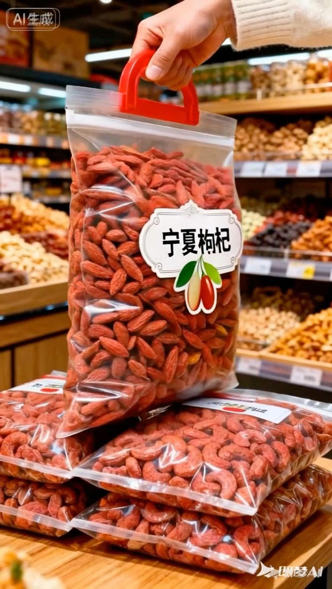 每一颗枸杞红润饱满，随手抓一把丢进玻璃杯，滚烫沸水一冲而下，干瘪的果粒...