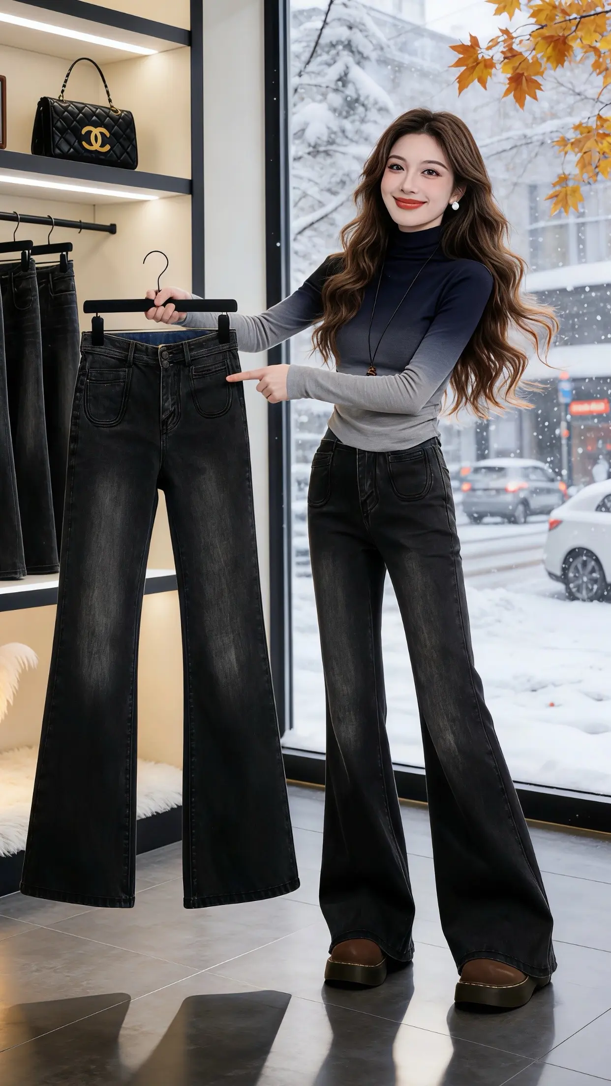 微喇牛仔裤 穿出自己的风格 新年穿搭 春款上新 时尚洋气百搭