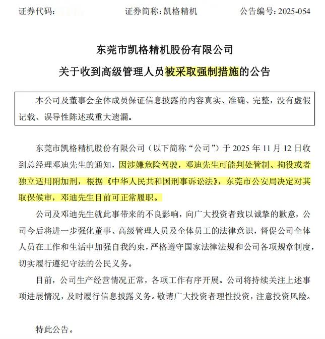 【升到总经理才1个月，就涉嫌危险驾驶“取保候审”，去年年薪超100万元！上市公司