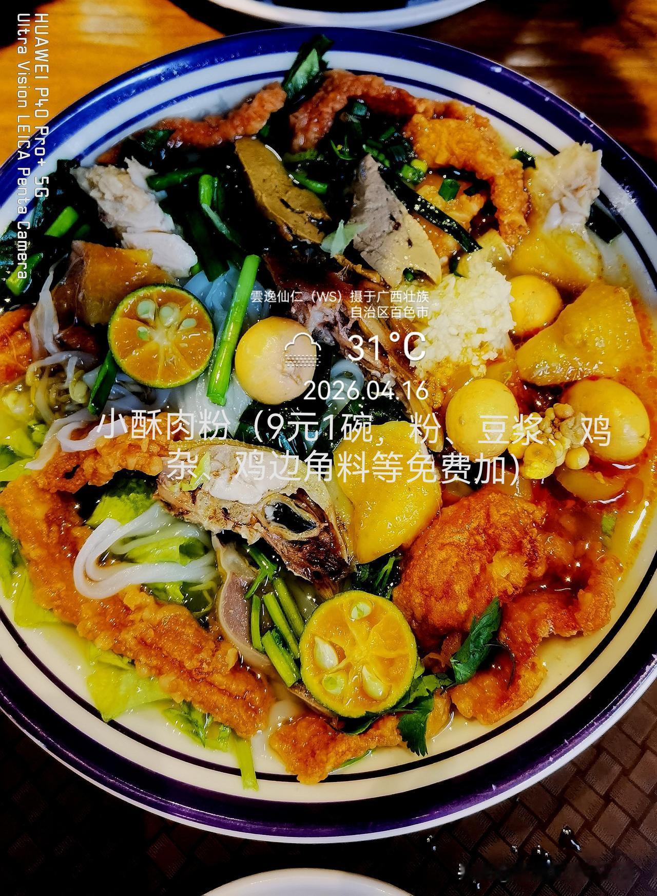 旅居生活记录（9535）广西壮族自治区百色市（221）品尝小吃54：小酥肉粉（9