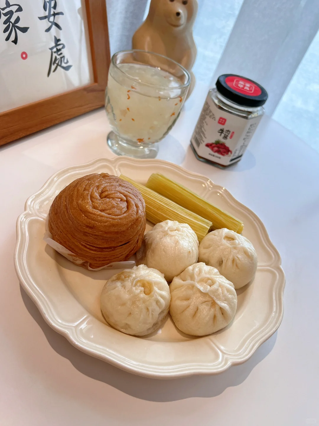 早安☁️｜阿格的早餐🥣 鲜肉小包子 玉米粑粑 红糖馒头 雪莉银耳 人...