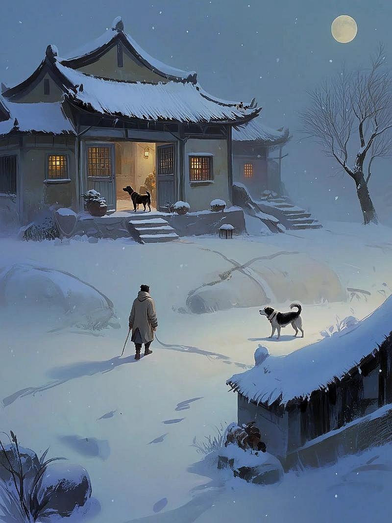 上联：
…… 风雪夜归一壶酒
下联：
…… [加一][加一][加一][加一]
