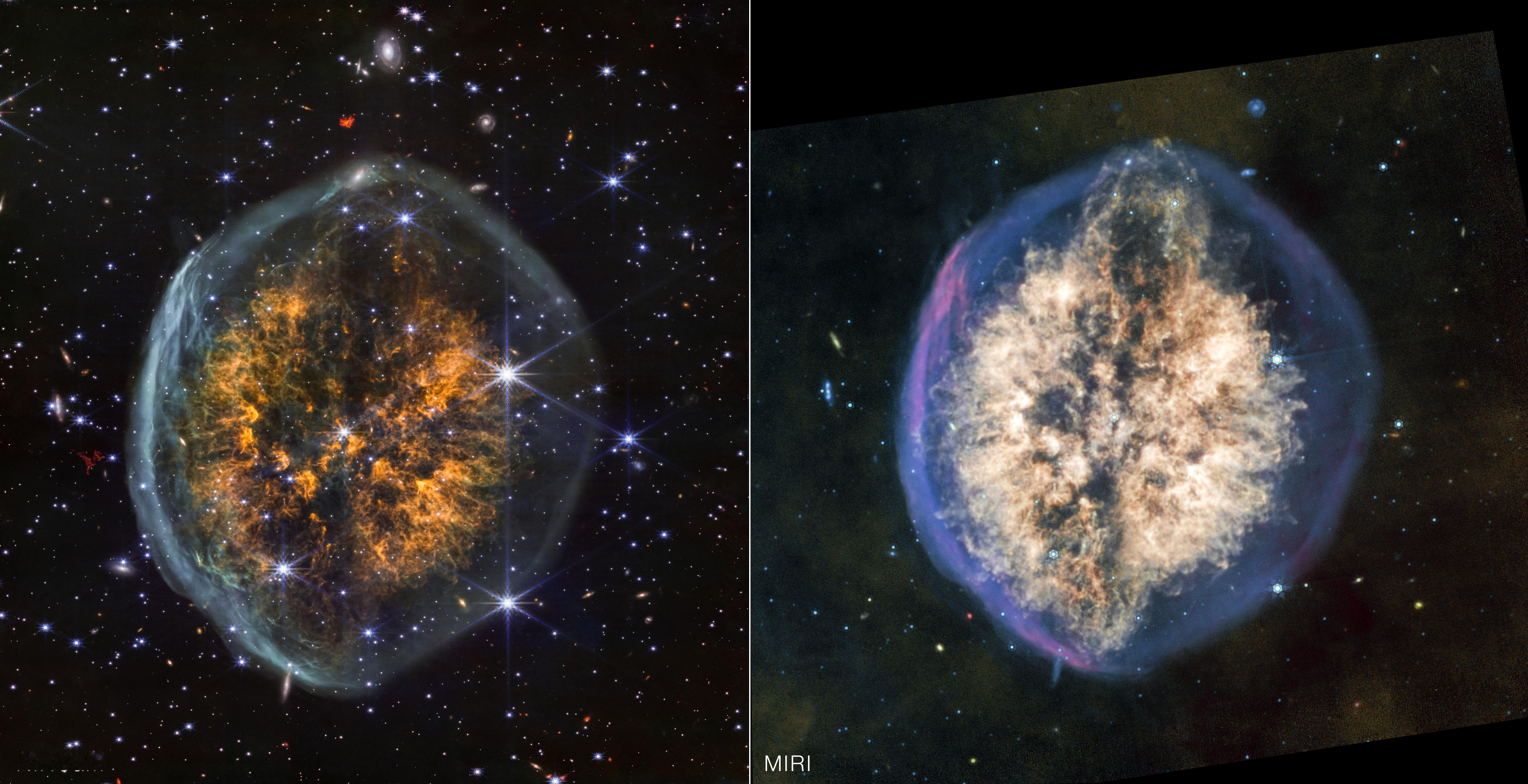 【詹姆斯·韦伯太空望远镜揭示"暴露颅骨星云"精细结构】NASA詹姆斯·韦伯太空望