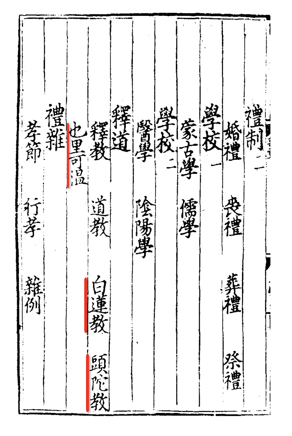 「元典章」中有提到元代时候流行的几种宗教，除了释，道之外还有白莲教，头陀教，和也