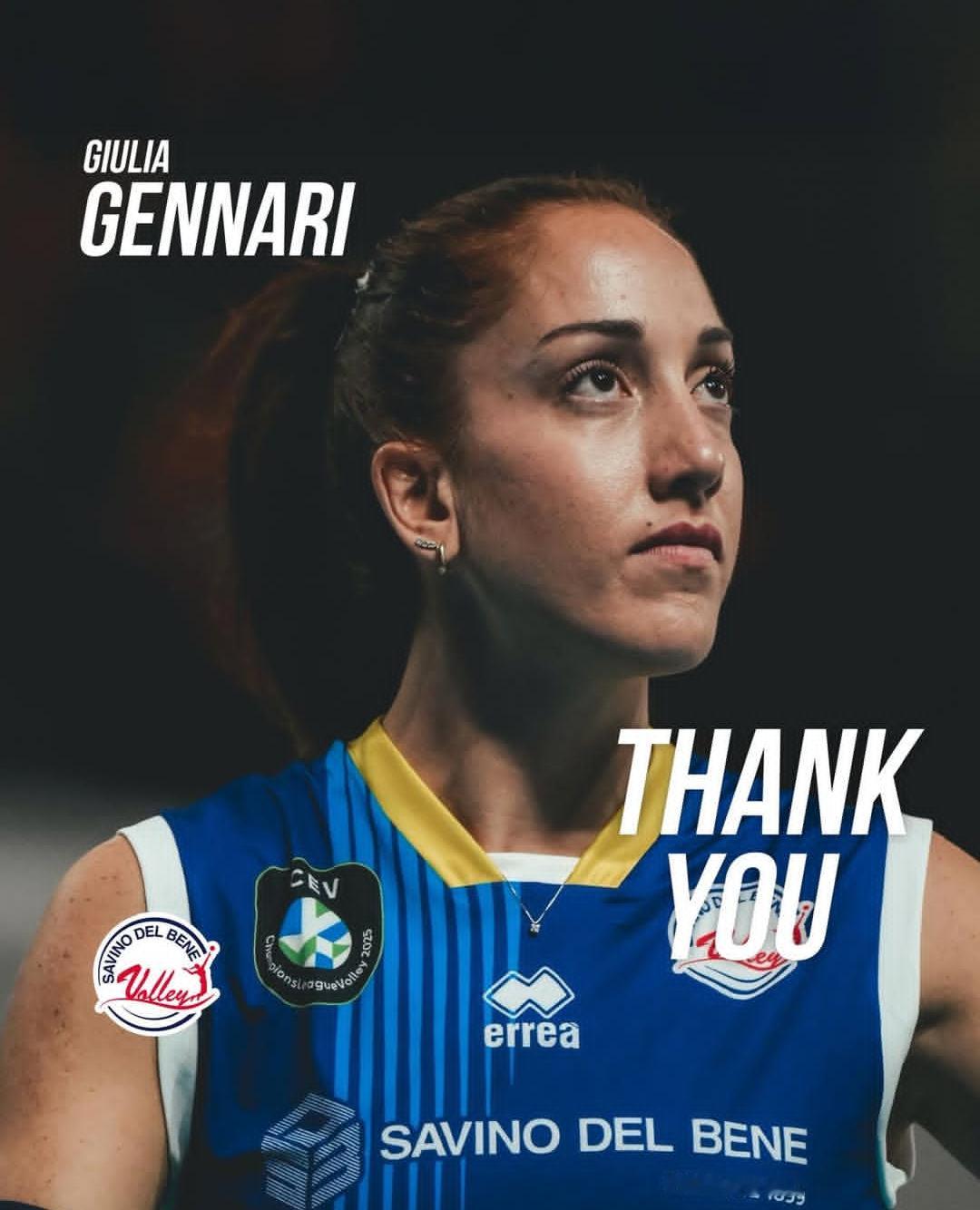 斯坎迪奇宣布与二传真纳里解除合同！俱乐部宣布与二传手朱莉娅·真纳里就解除合同关系