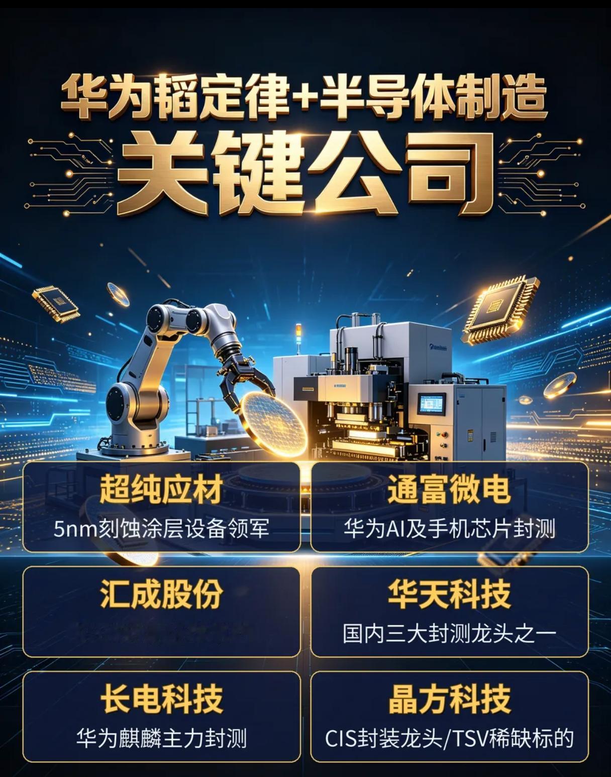 华为“韬定律”落地，半导体封测赛道会迎来爆发吗？
 
华为韬定律的持续推进，正在