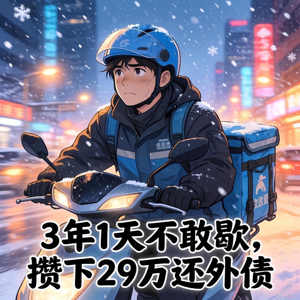 人生不易何为愁，
身无万贯享高楼；
家有危难举外债，
拼将外卖不低头。

三年无