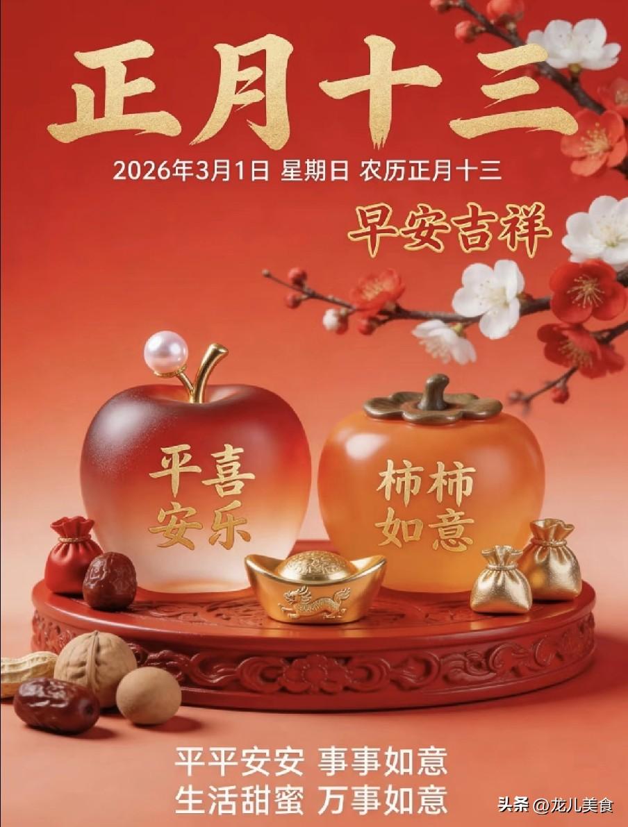 今日正月十三，老人说别忘1走2忌3吃，平安吉祥，好运自然来
“十三上灯迎祥瑞”，