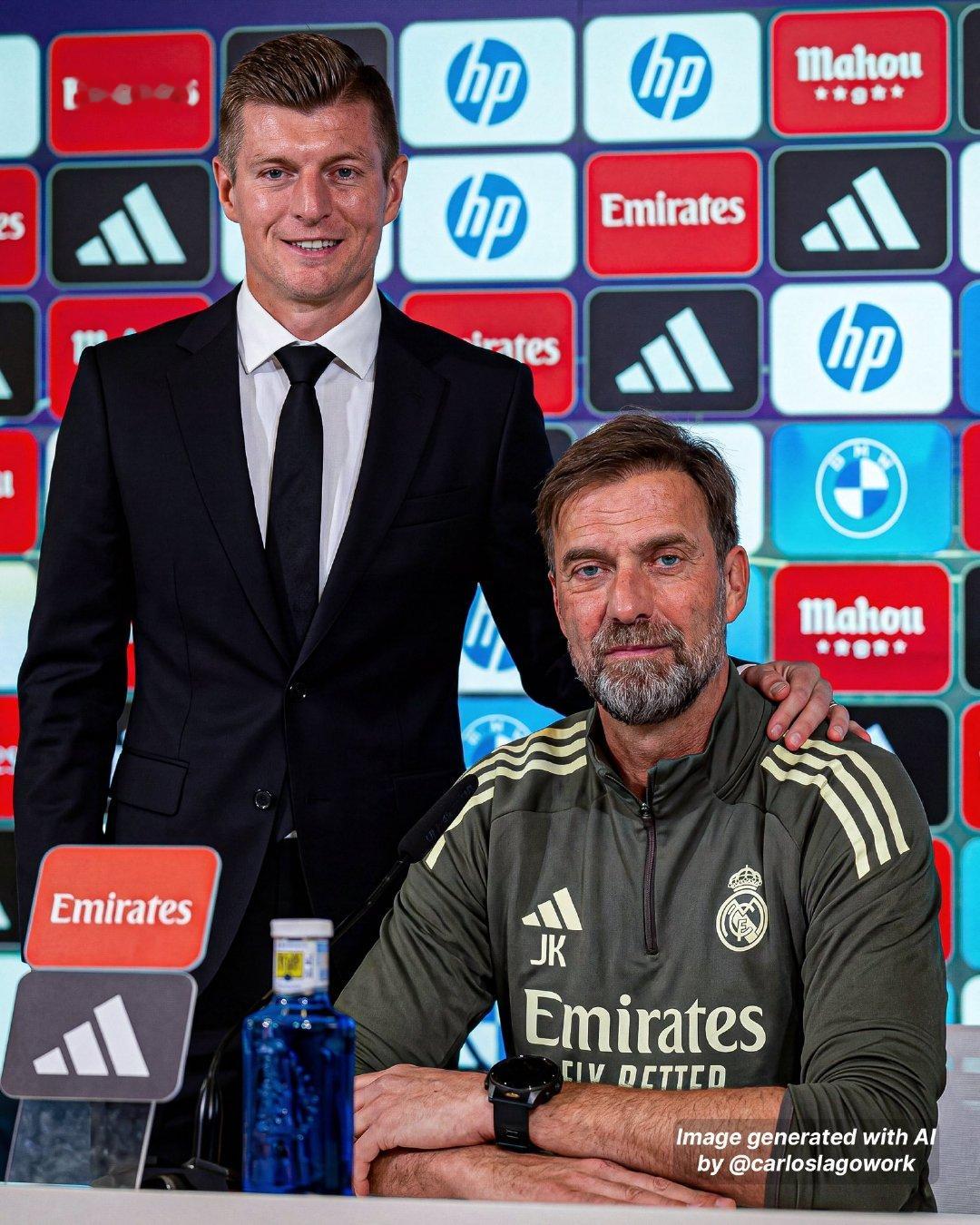 阿斯报：皇马很希望下赛季能拥有克洛普和克罗斯这对教练组合。halamadrid