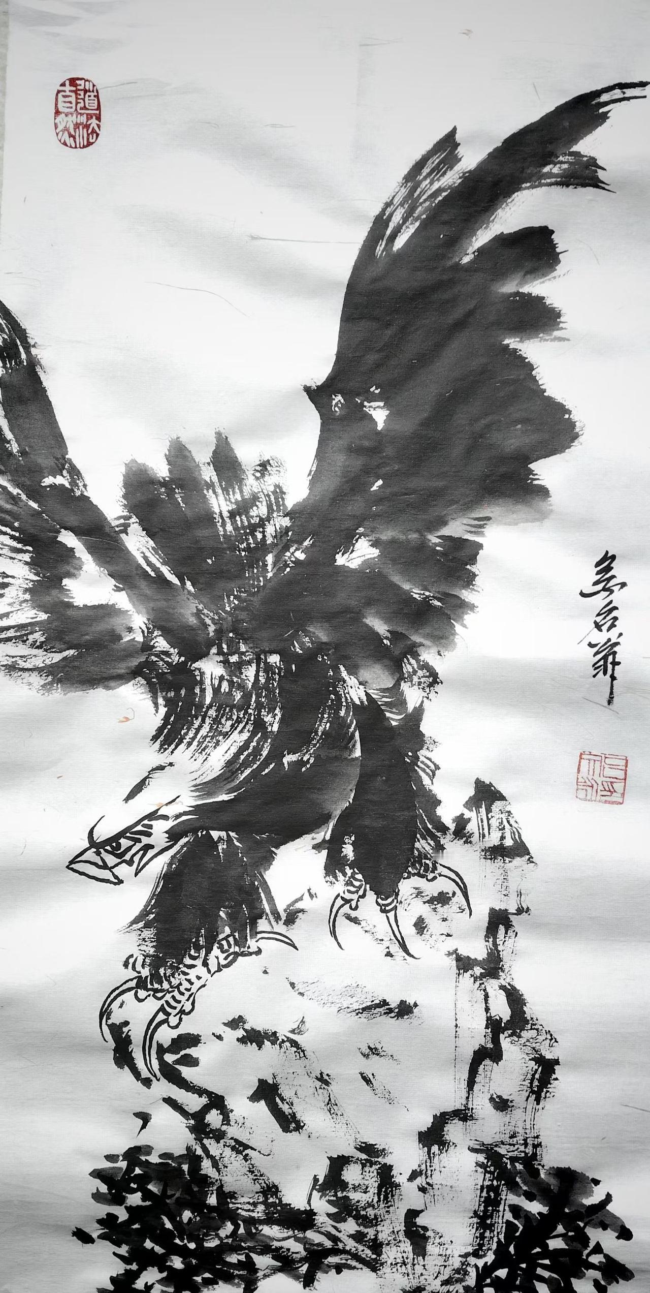西安市美协吕文云先生画笔下的雄鹰