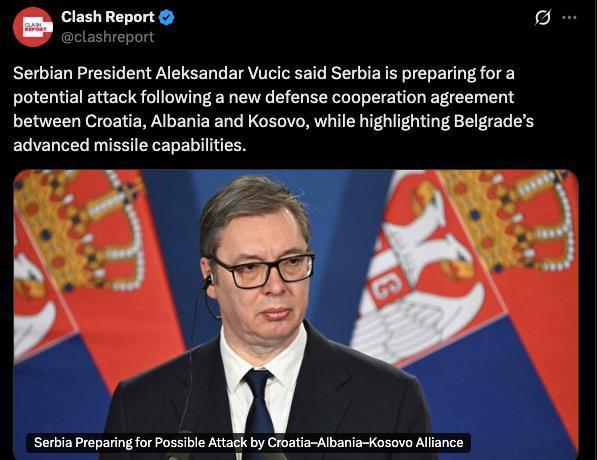 塞尔维亚总统武契奇最近放了个重磅消息：阿尔巴尼亚、克罗地亚和科索沃当局正在协调军