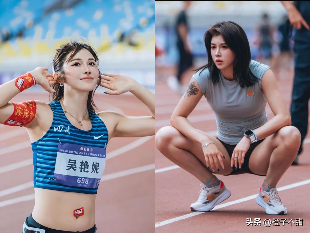 突然有点儿理解网友们了，
为啥总盯着吴艳妮的身材不放。
原来是她负重120公斤深