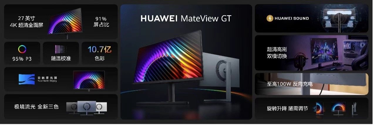 华为发布会华为MateView GT显示器售价1099元起。HUAWEI Mat
