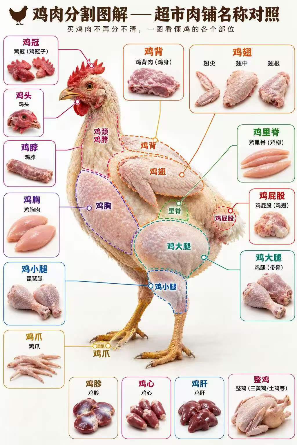 看完分解图 你最喜欢吃鸡的哪一个部位? 