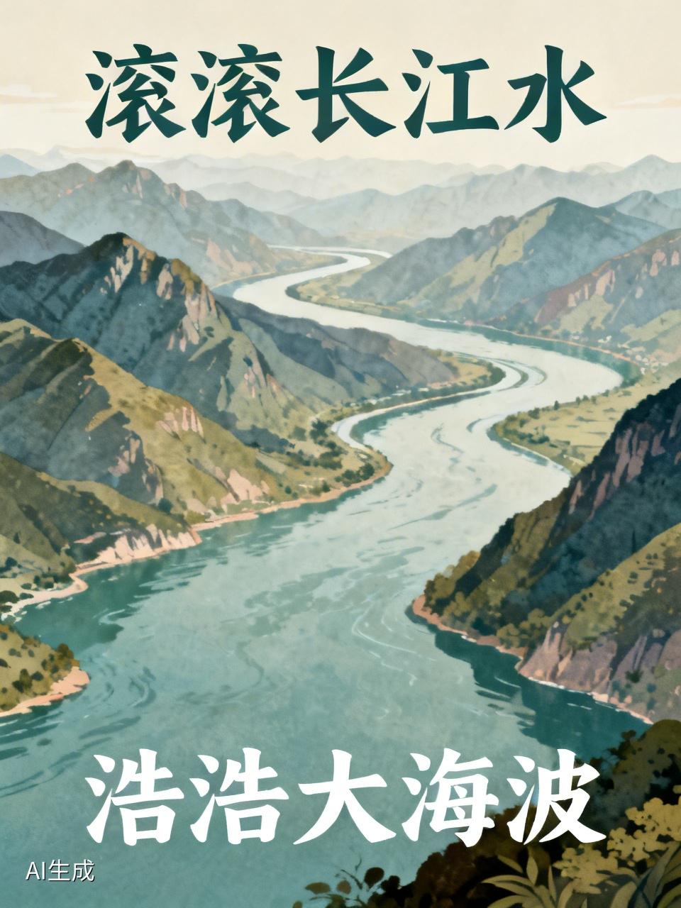 滚滚长江水，邀您对下联浩浩大海波                        