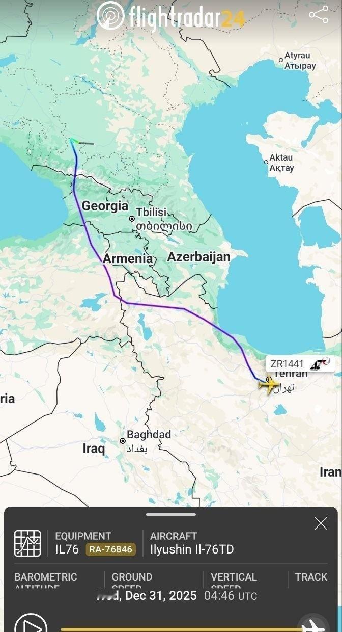 过去24小时内，四架俄罗斯运输机飞往伊朗。 ​​​