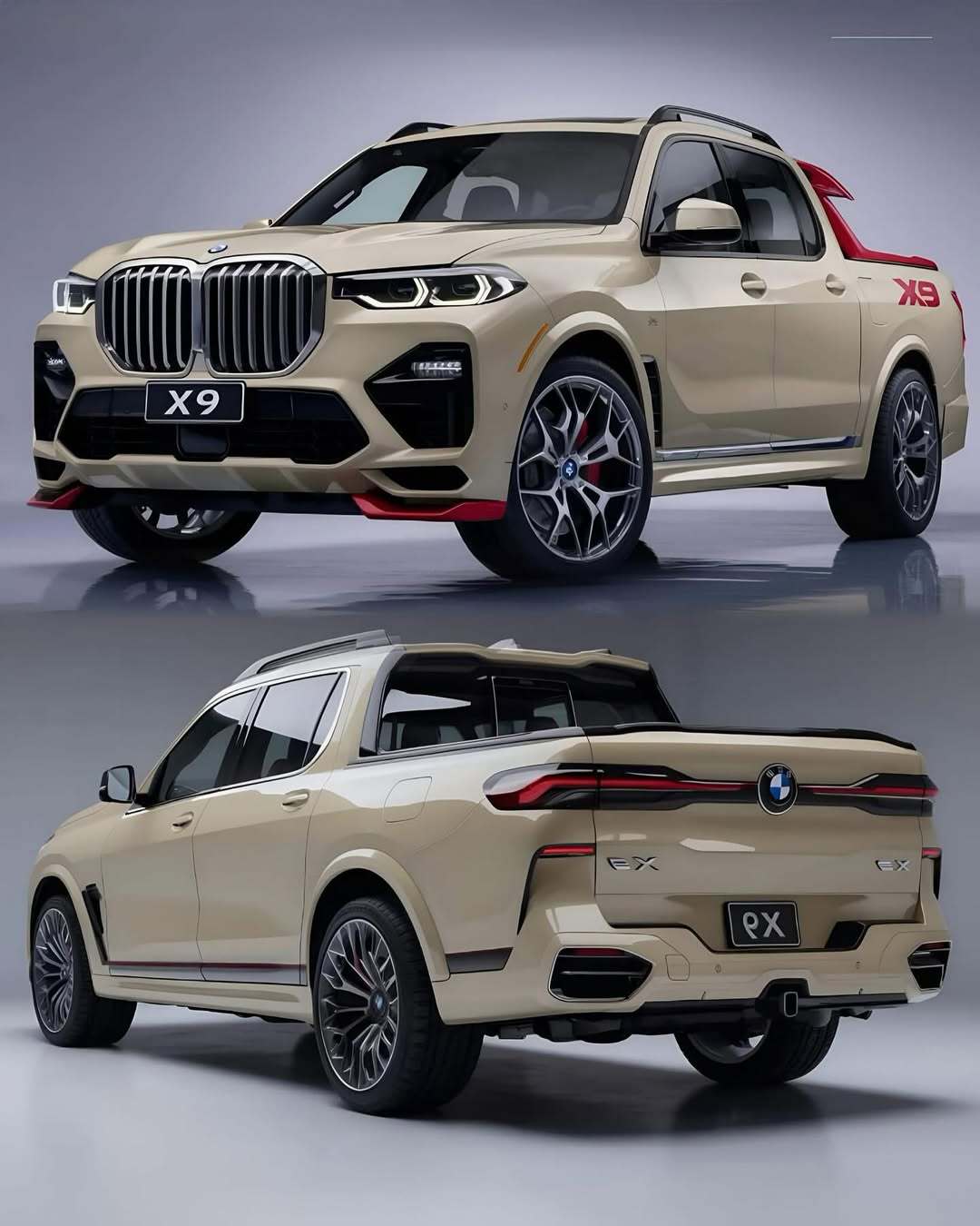 BMWX9皮卡概念的獨特功能可能包括:1.奢華的設計元素與皮卡車的實用工具融合2