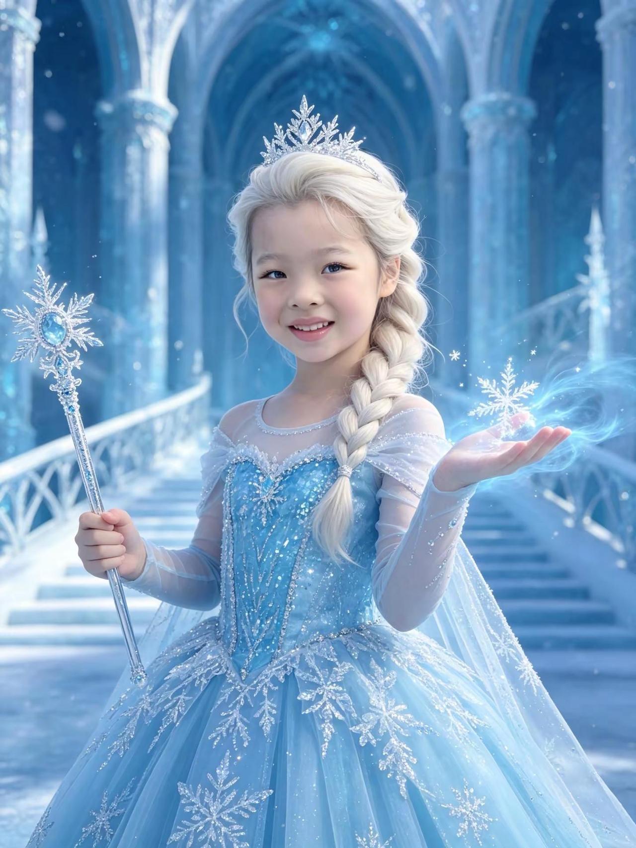 AI冰雪魔法女孩 ai创作 被看见的童年会发光 夏日限定人类幼崽 甜美的小孩