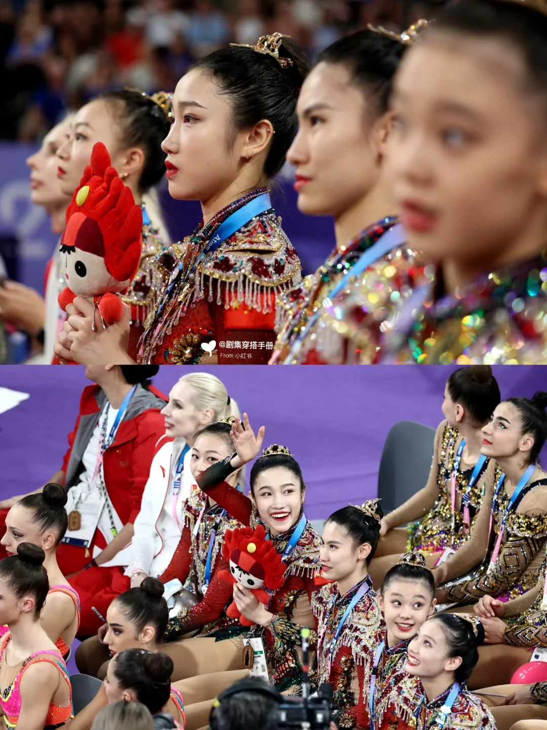 运动员的赤子之心 夺冠的她拿着福娃